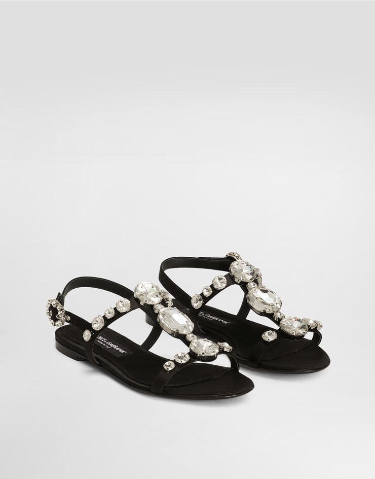Dolce & Gabbana Sandalia De Raso Con Piedras Bordadas