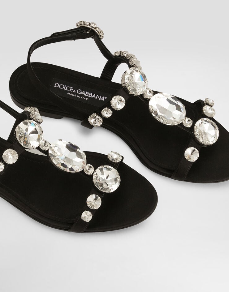 Dolce & Gabbana Sandalia De Raso Con Piedras Bordadas