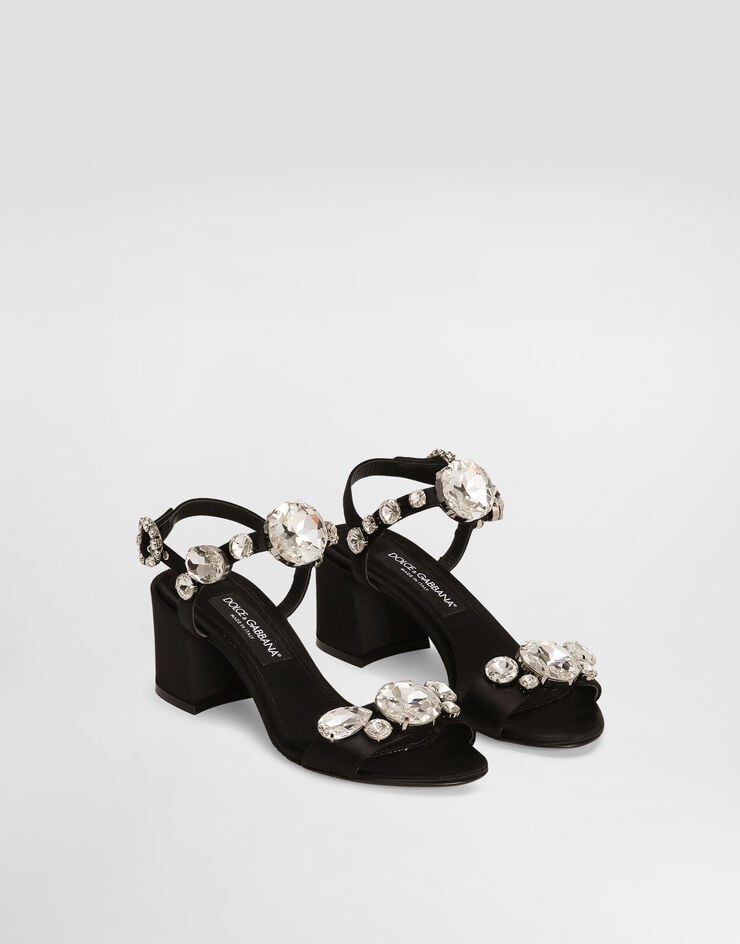 Dolce & Gabbana Sandalia De Raso Con Piedras Bordadas