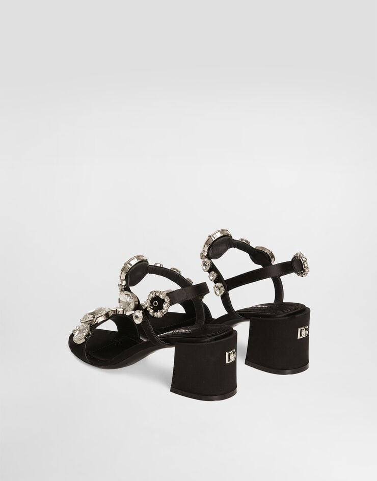 Dolce & Gabbana Sandalia De Raso Con Piedras Bordadas