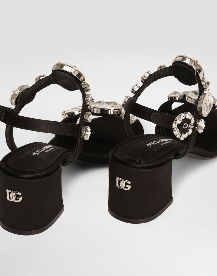 Dolce & Gabbana Sandalia De Raso Con Piedras Bordadas