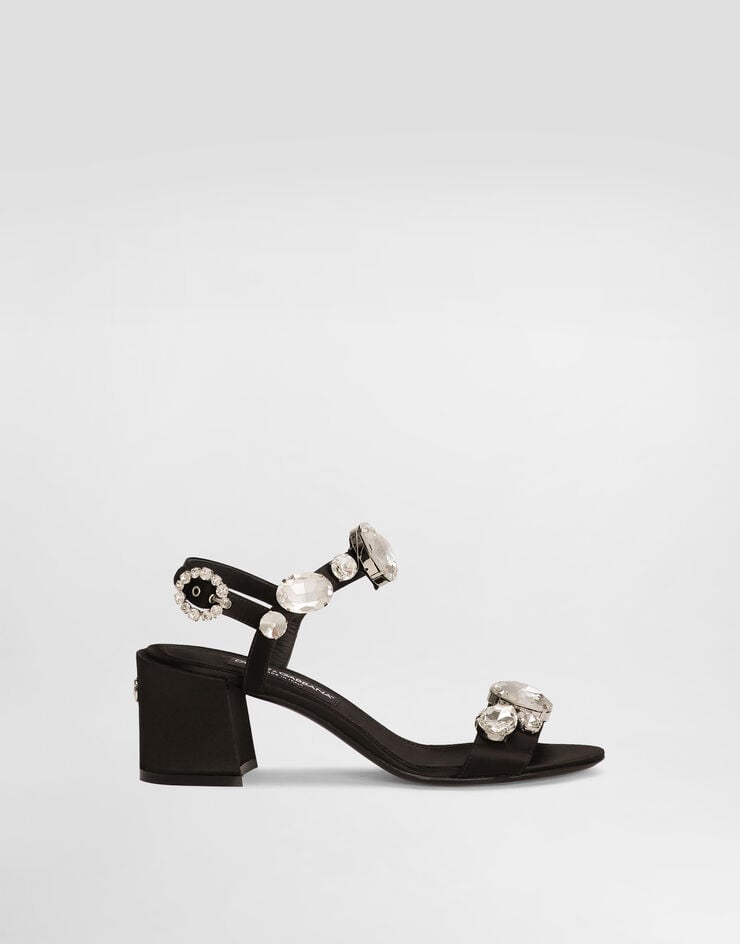 Dolce & Gabbana Sandalia de raso con piedras bordadas