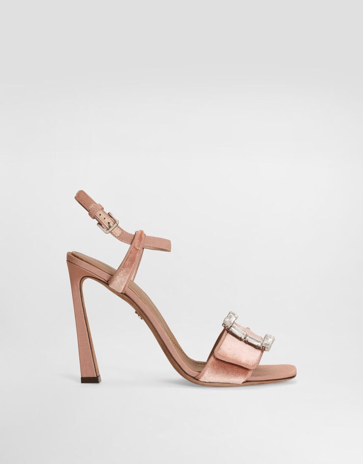 Dolce & Gabbana Sandalia de terciopelo con hebilla joya