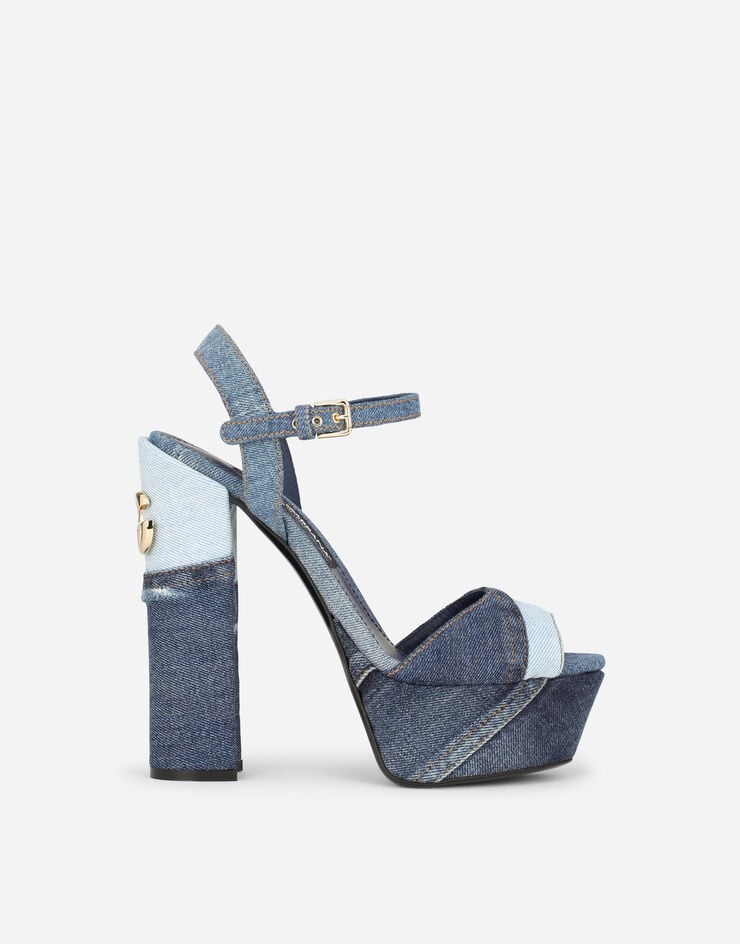 Dolce & Gabbana Sandalia plataforma de denim patchwork