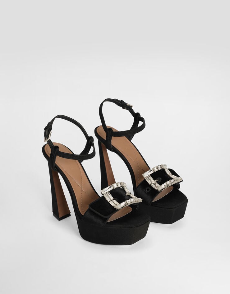 Dolce & Gabbana Sandalia Plataforma De Terciopelo Con Hebilla Joya