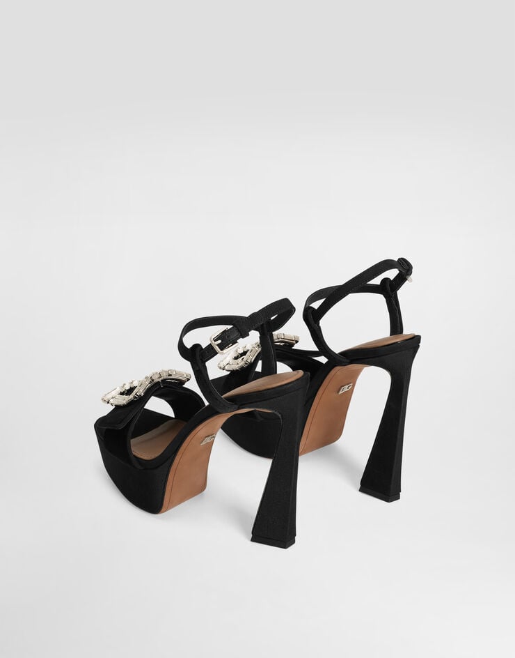 Dolce & Gabbana Sandalia Plataforma De Terciopelo Con Hebilla Joya