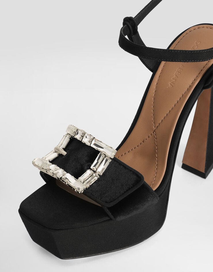 Dolce & Gabbana Sandalia Plataforma De Terciopelo Con Hebilla Joya