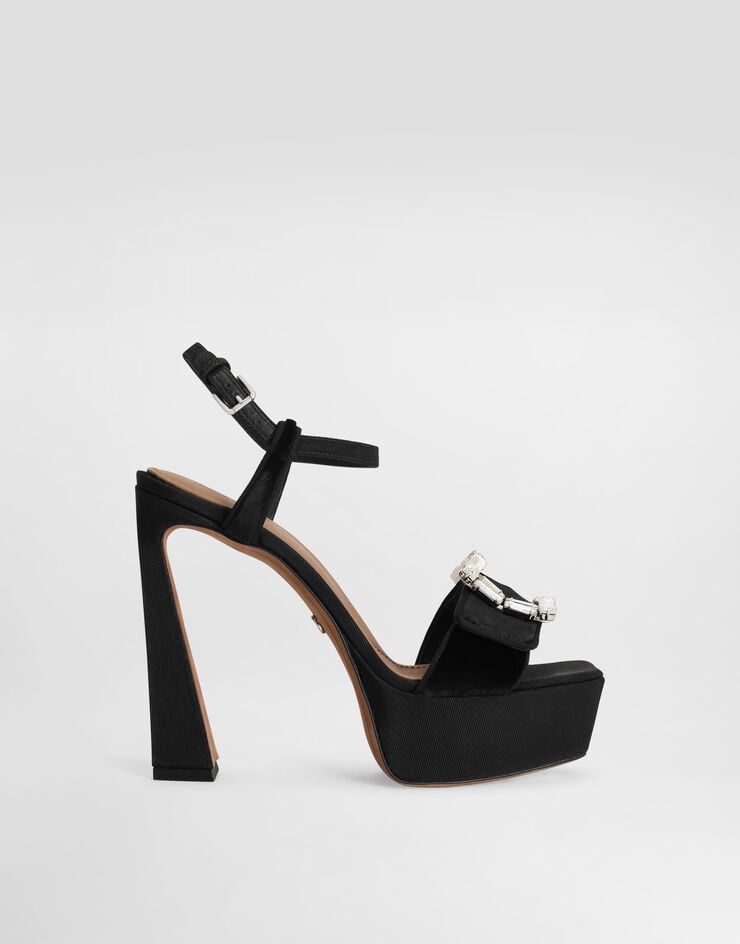 Dolce & Gabbana Sandalia plataforma de terciopelo con hebilla joya