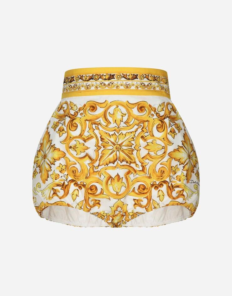 Dolce & Gabbana Shorts culotte de corte globo en popelina de algodón con estampado Maiolica