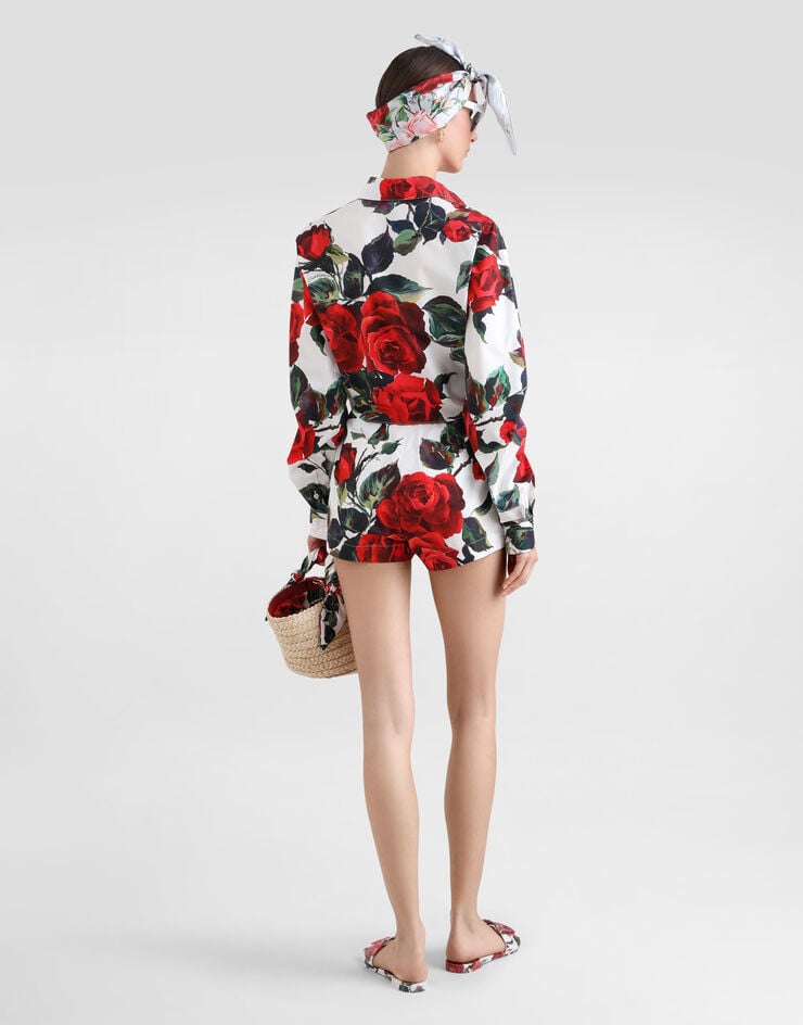 Dolce & Gabbana Shorts De Algodón Con Estampado De Rosas