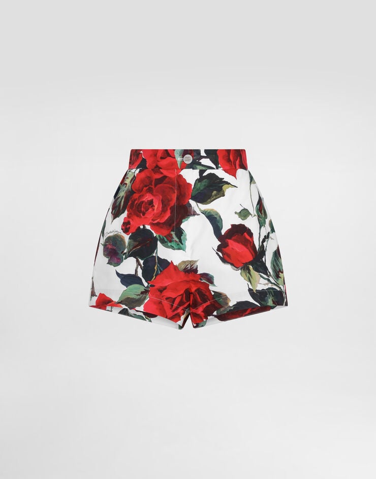 Dolce & Gabbana Shorts De Algodón Con Estampado De Rosas