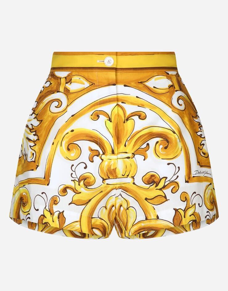 Dolce & Gabbana Shorts en popelina de algodón con estampado Maiolica