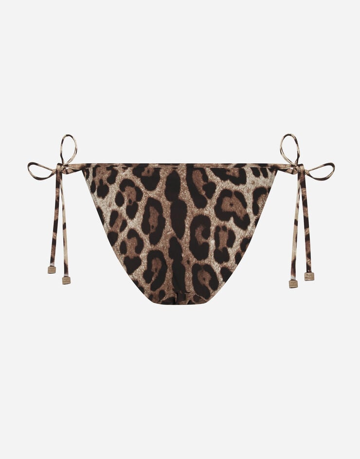 Dolce & Gabbana Slip De Bikini Con Cordones Y Estampado De Leopardo