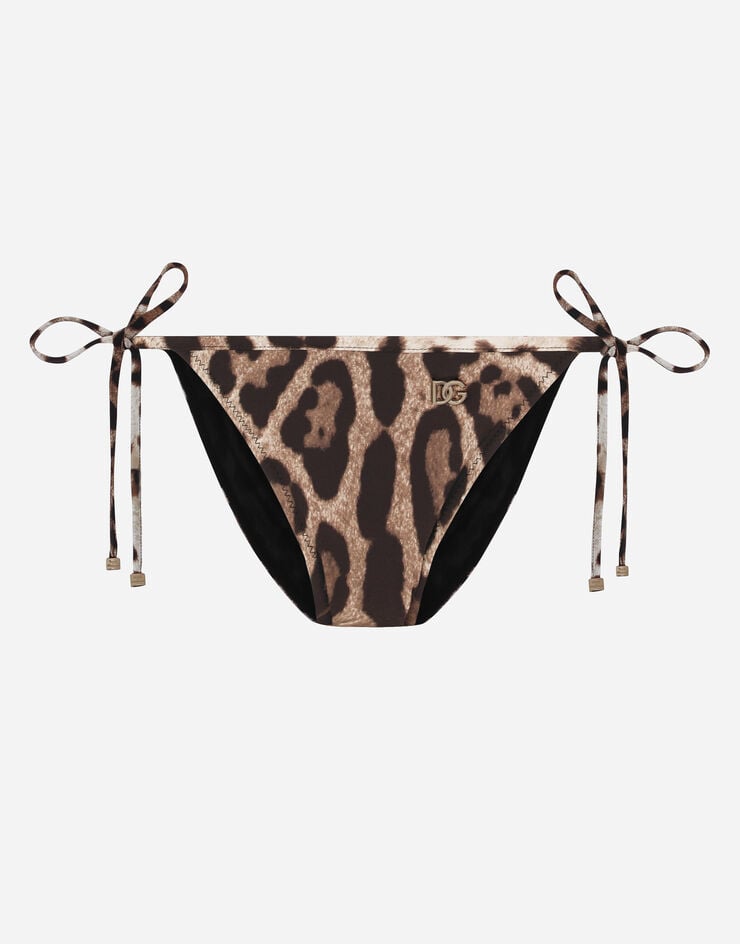 Dolce & Gabbana Slip de bikini con cordones y estampado de leopardo