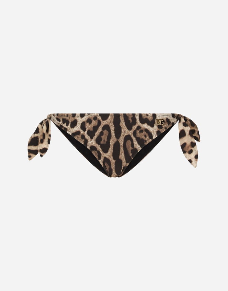 Dolce & Gabbana Slip De Bikini Con Lazos Y Estampado De Leopardo