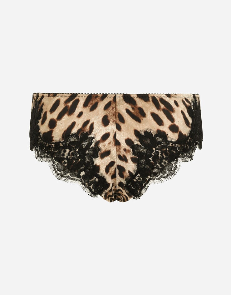 Dolce & Gabbana Slip En Raso Con Estampado De Leopardo Y Encaje