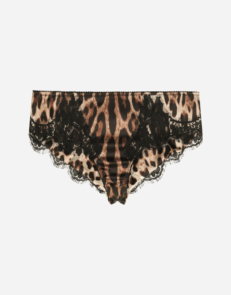 Dolce & Gabbana Slip en raso con estampado de leopardo y encaje