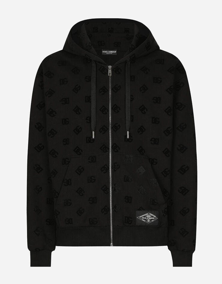 Dolce & Gabbana Sudadera con capucha cremallera y estampado integral de DG