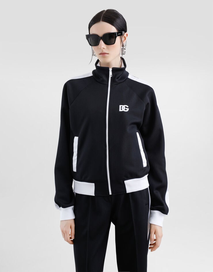 Dolce & Gabbana Sudadera Con Cremallera De Triacetato Con Logotipo DG Bordado