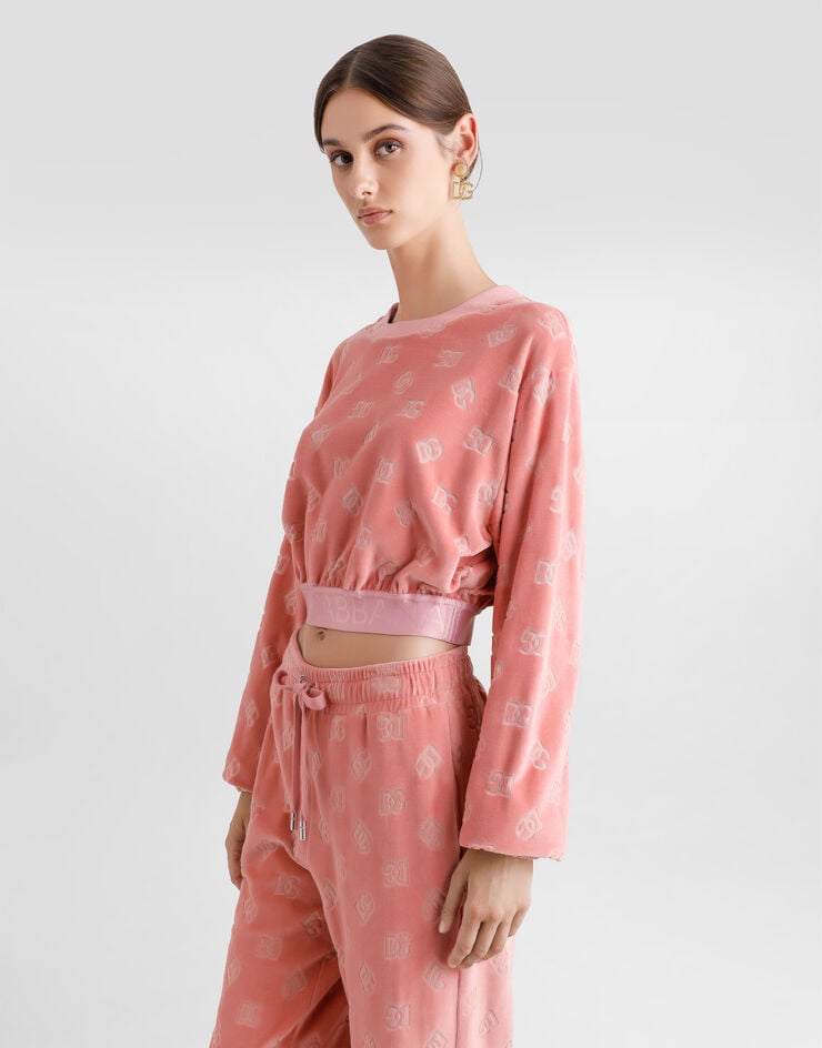 Dolce & Gabbana Sudadera Corta De Chenilla En Jacquard Con Logotipo DG