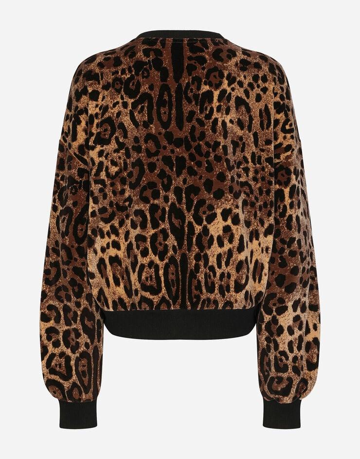 Dolce & Gabbana Sudadera De Cuello Redondo En Jacquard De Chenilla Con Motivo De Leopardo