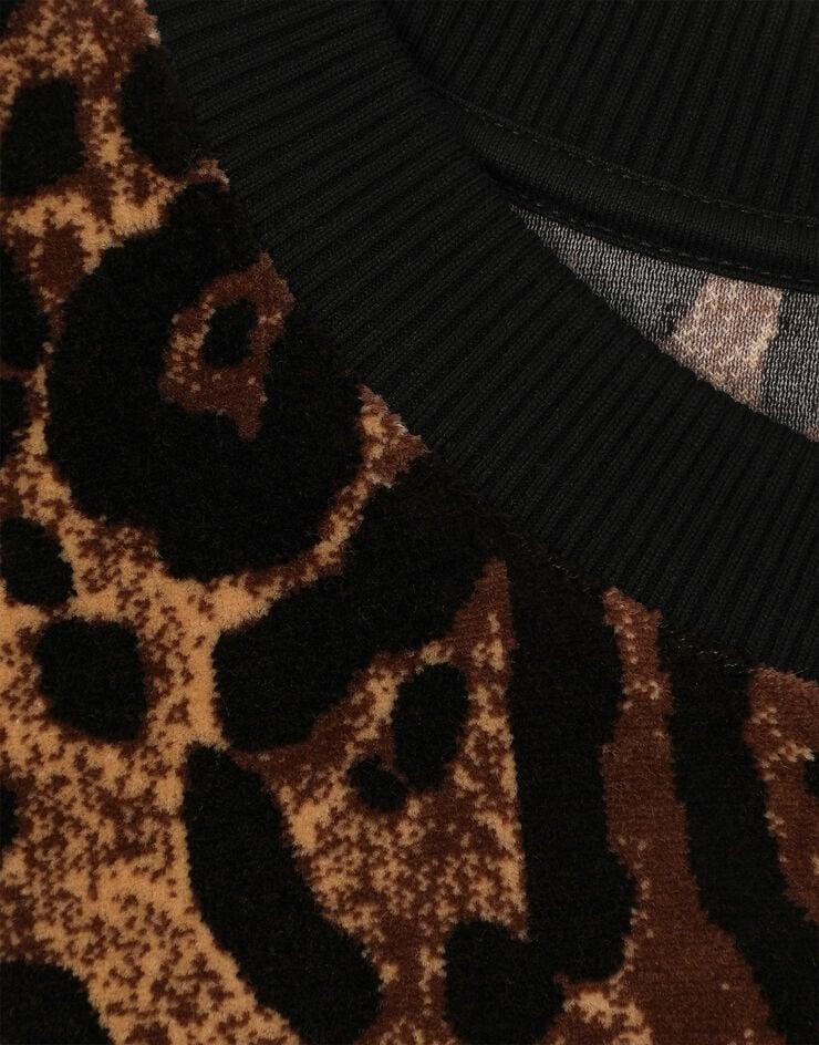 Dolce & Gabbana Sudadera De Cuello Redondo En Jacquard De Chenilla Con Motivo De Leopardo
