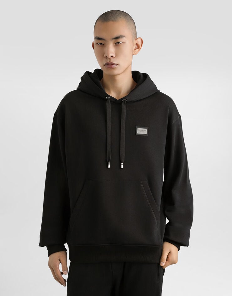 Dolce & Gabbana Sudadera De Punto Con Capucha Y Placa Con Logotipo