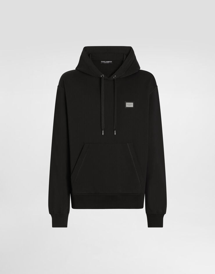 Dolce & Gabbana Sudadera de punto con capucha y placa con logotipo