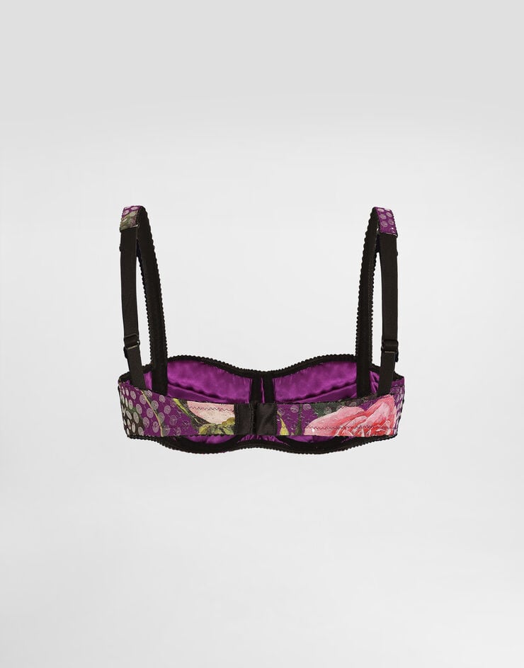 Dolce & Gabbana Sujetador Balconette De Cady Bordado De Lentejuelas Con Estampado De Rosas