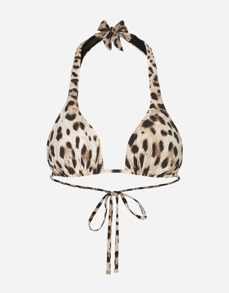 Dolce & Gabbana Sujetador de bikini en triángulo con relleno y estampado de leopardo