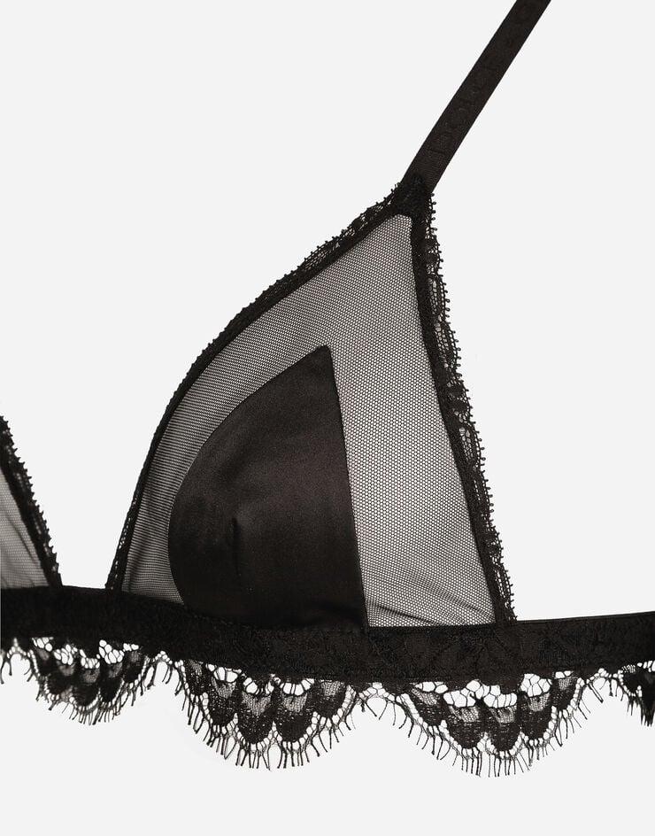 Dolce & Gabbana Sujetador De Triángulo Con Copa Blanda De Tul Raso Y Encaje