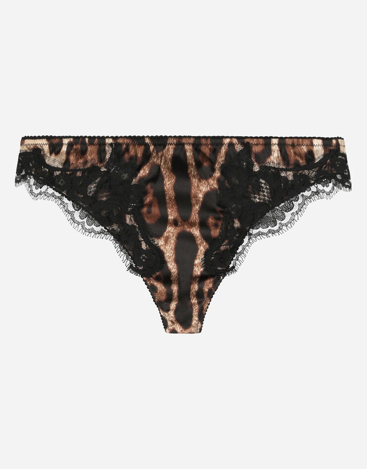 Dolce & Gabbana Tanga de raso con estampado de leopardo y encaje