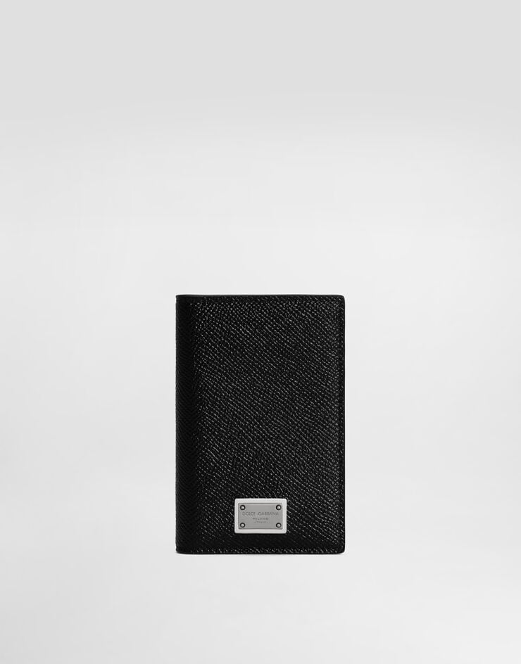 Dolce & Gabbana Tarjetero plegable en piel de becerro con estampado Dauphine
