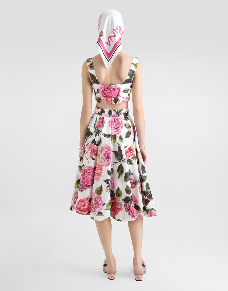 Dolce & Gabbana Top Bralette De Algodón Con Estampado De Rosas