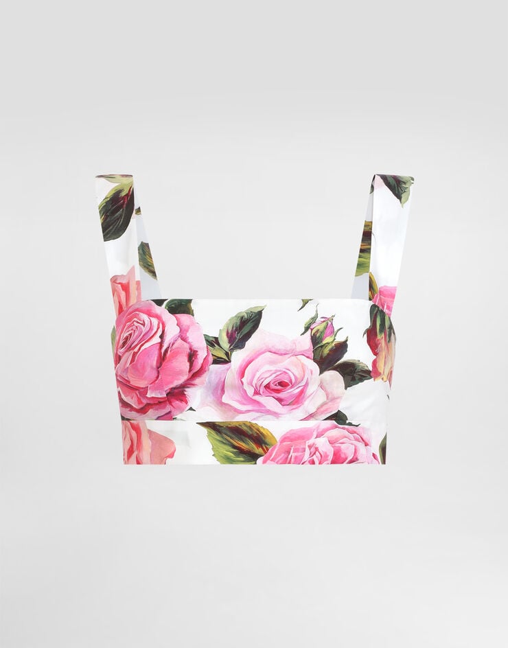 Dolce & Gabbana Top bralette de algodón con estampado de rosas