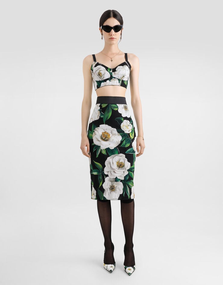 Dolce & Gabbana Top Bralette Elástico Con Estampado De Gardenias