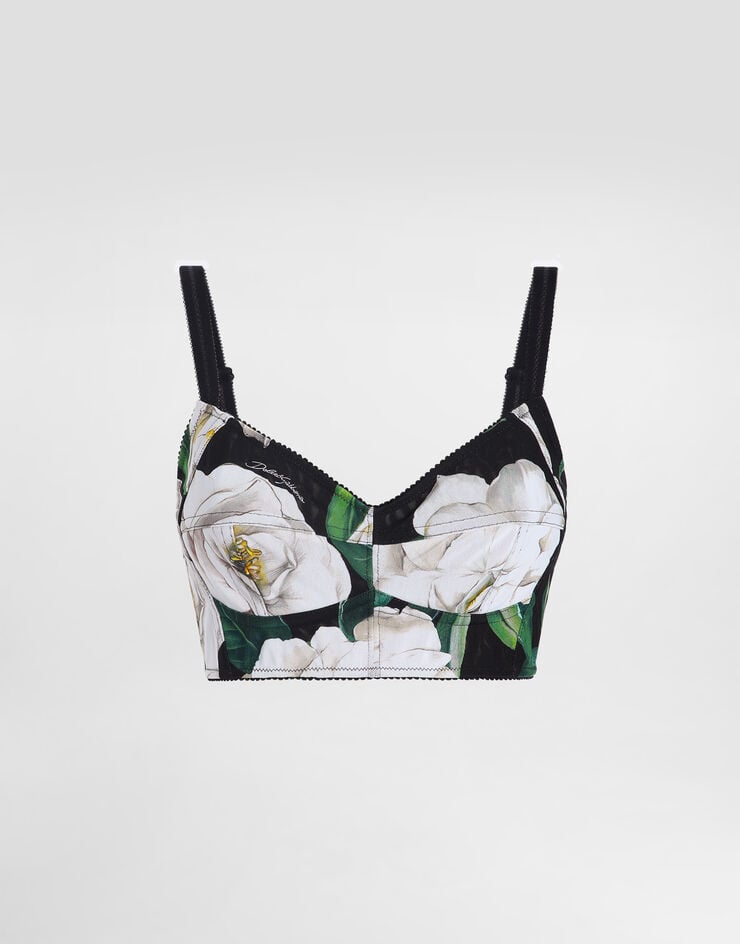 Dolce & Gabbana Top bralette elástico con estampado de gardenias