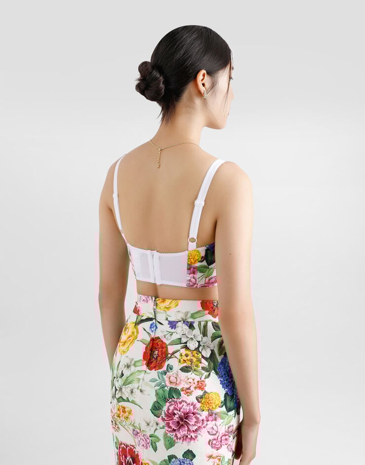 Dolce & Gabbana Top Bustier Bralette De Algodón Con Estampado De Flores