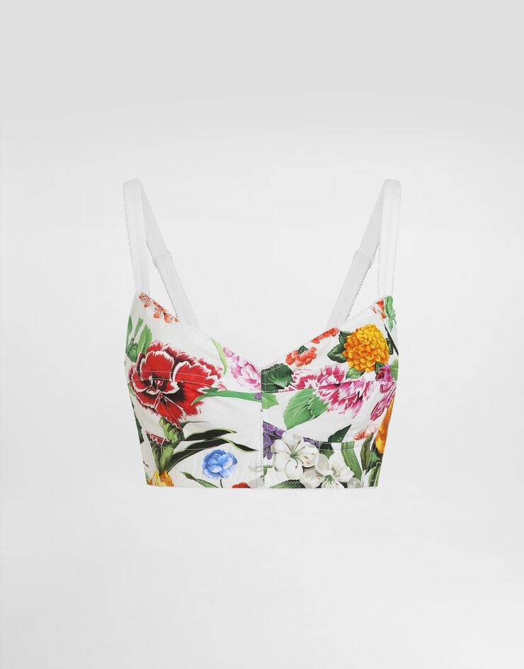 Dolce & Gabbana Top Bustier Bralette De Algodón Con Estampado De Flores