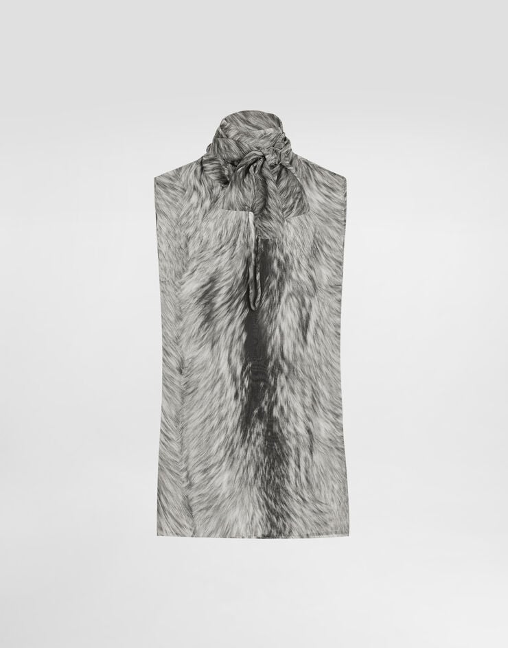 Dolce & Gabbana Top con lazo de chifón estampado piel de animal