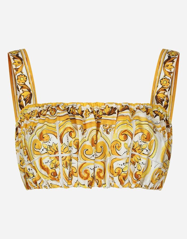 Dolce & Gabbana Top con tirantes en popelina con estampado Maiolica