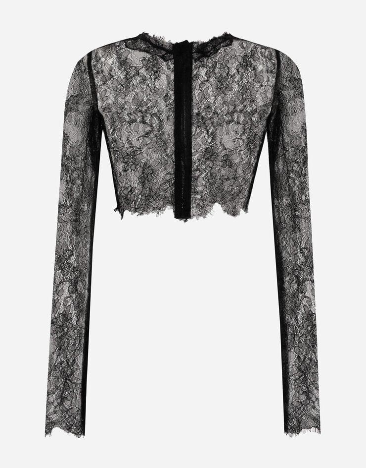 Dolce & Gabbana Top Corto De Manga Larga De Encaje Chantilly