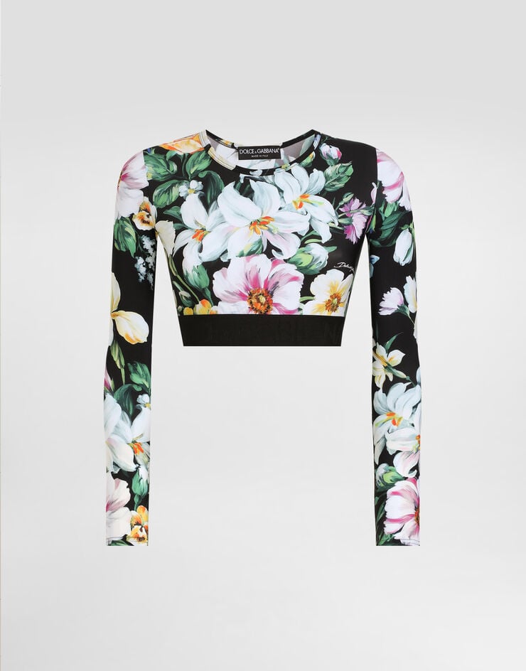 Dolce & Gabbana Top corto deportivo de punto con estampado de flores