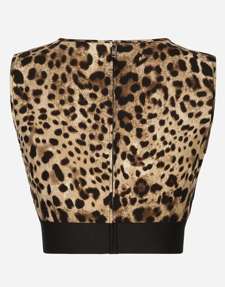 Dolce & Gabbana Top De Charmeuse Con Estampado De Leopardo