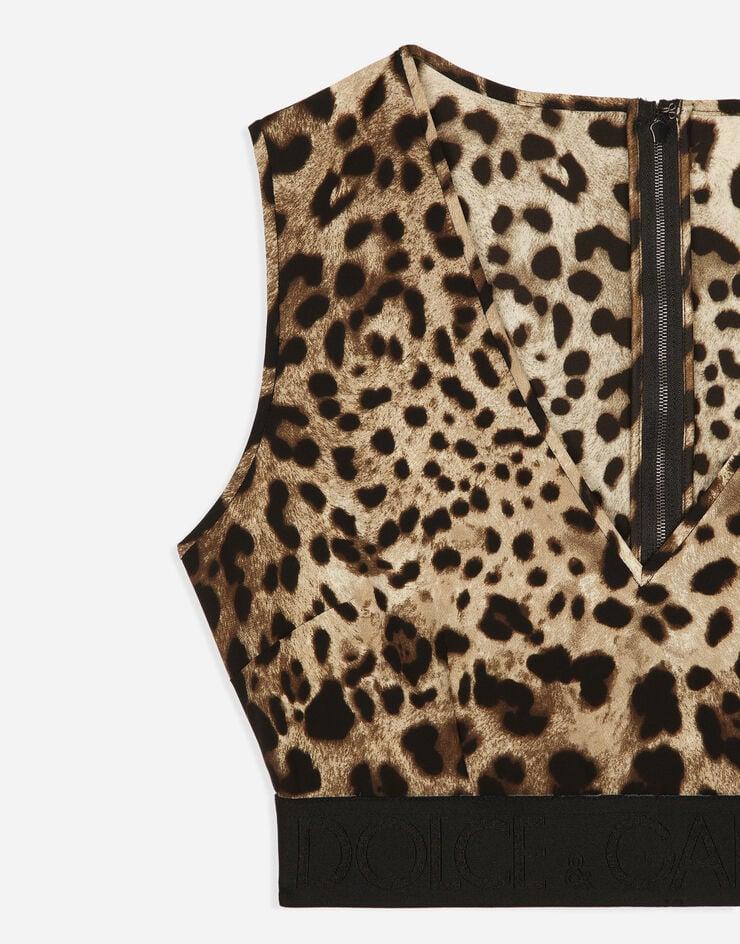 Dolce & Gabbana Top De Charmeuse Con Estampado De Leopardo