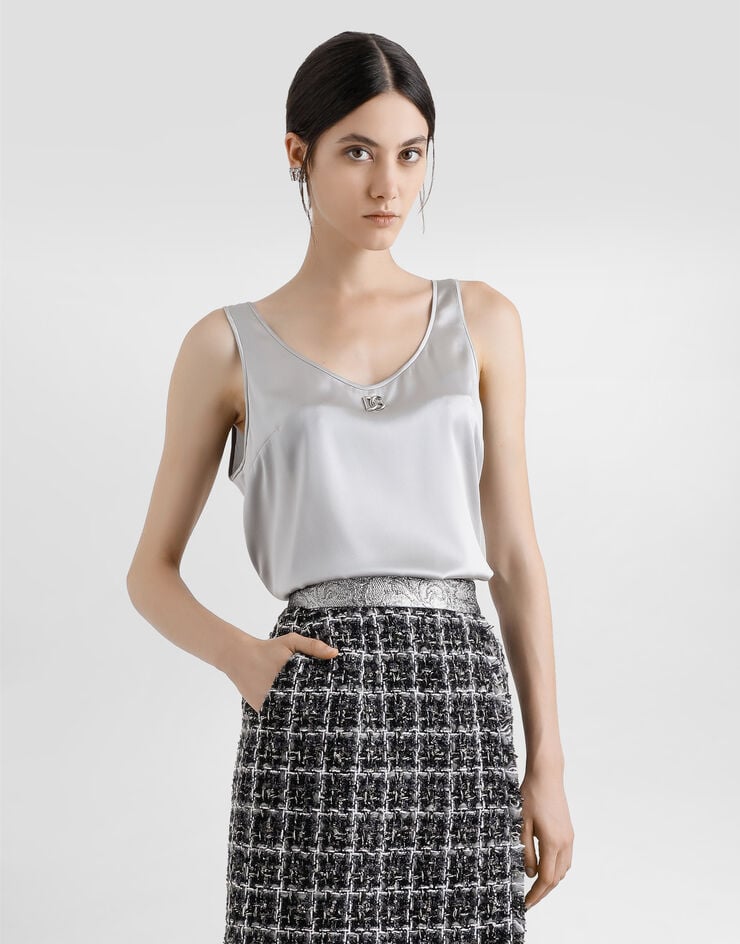 Dolce & Gabbana Top De Tirantes De Raso Con Logotipo DG Pin