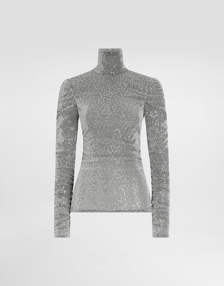 Dolce & Gabbana Top drapeado de cuello alto con lentejuelas
