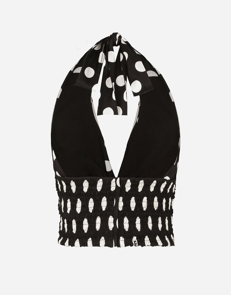 Dolce & Gabbana Top Escotado De Charmeuse Con Estampado De Lunares