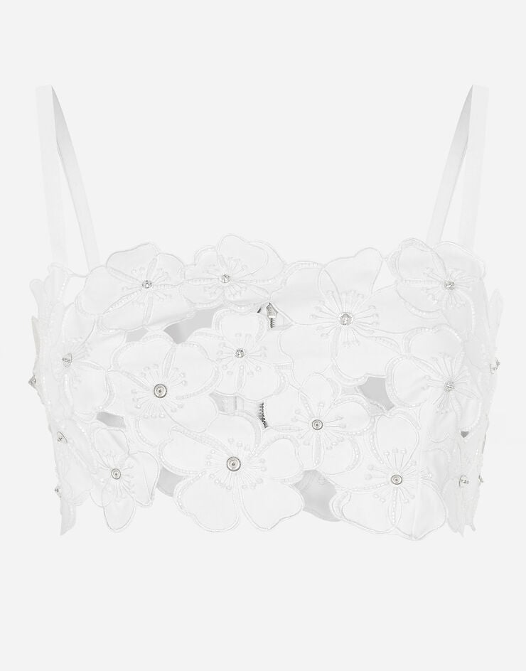 Dolce & Gabbana Top estilo bralette de algodón con bordado cut-out y adornos de strass