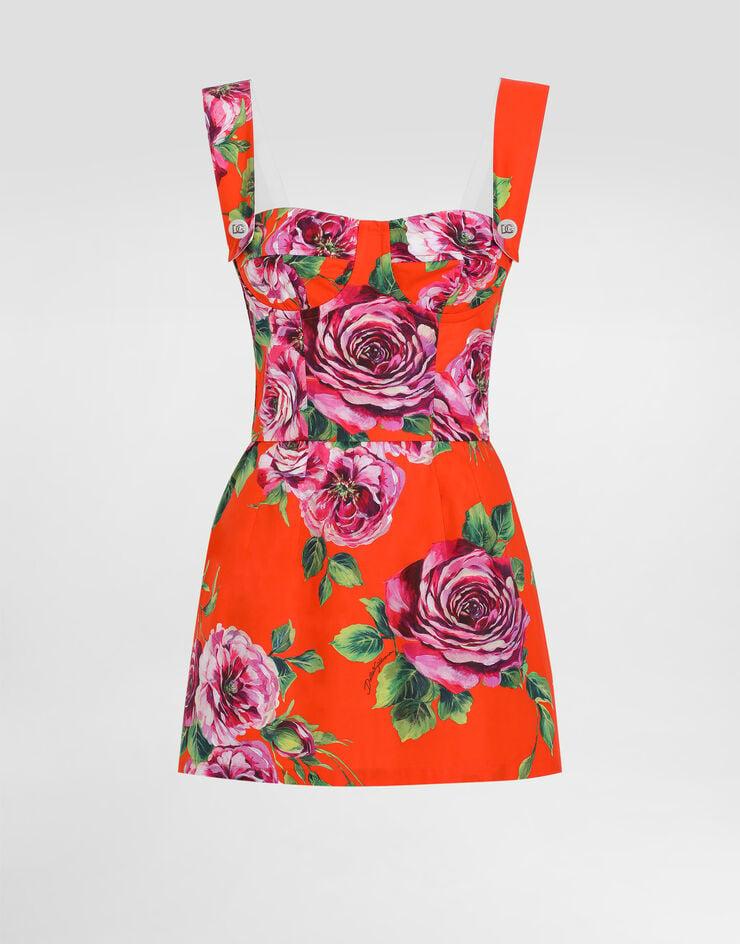 Dolce & Gabbana Top largo estilo bustier de algodón con estampado de rosas